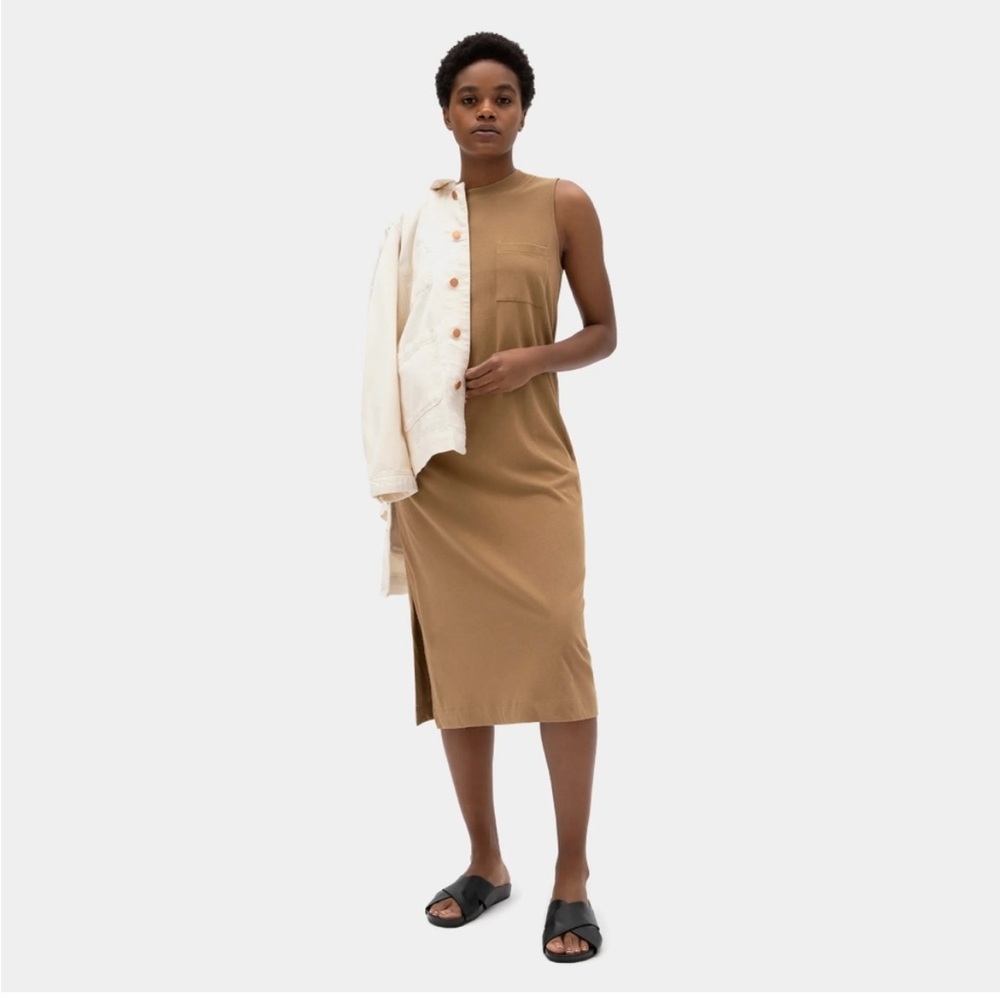 Everlane Cotton Weekender Dress Pocket Light Camel